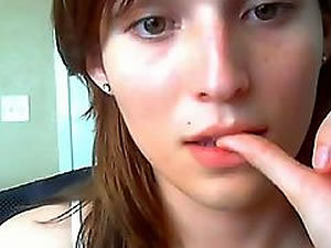 Cute tranny teen posing solo on webcam